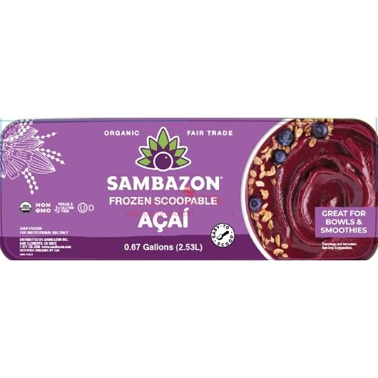 Sambazon Organic Frozen Scoopable Acai, 0.67 Gallon