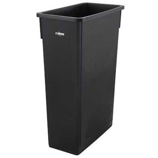 Winco Black Slender Trash Can, 23 Gallon
