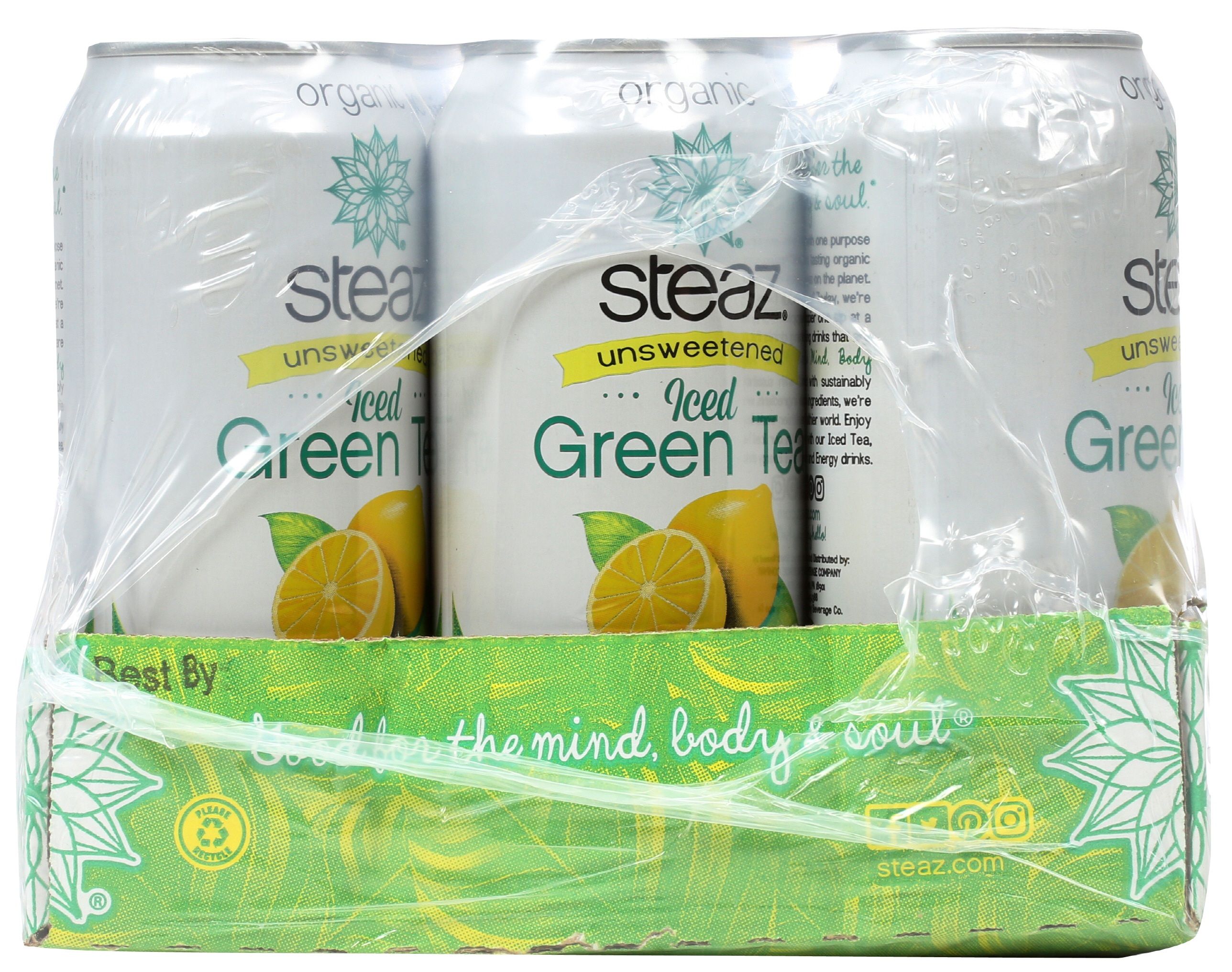 Steaz Organic Unsweetened Lemon Iced Tea, 16 Ounce -- 12 Per Case