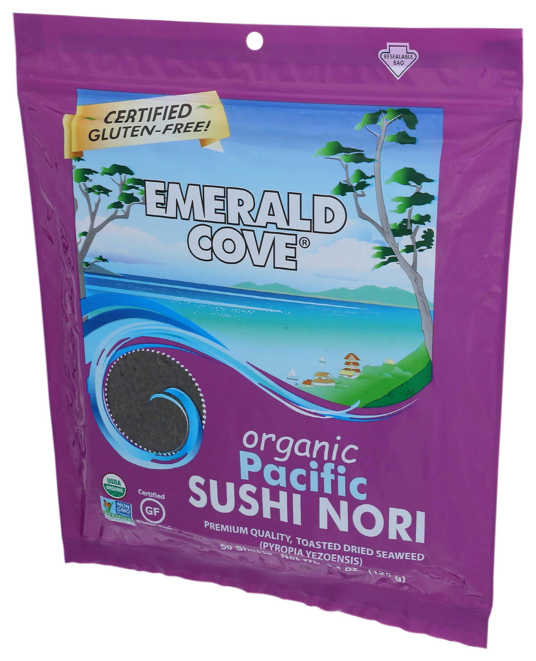 Emerald Cove Organic Silver Grade Toasted Dried Pacific Sushi Nori, 50 Count -- 4 Per Case