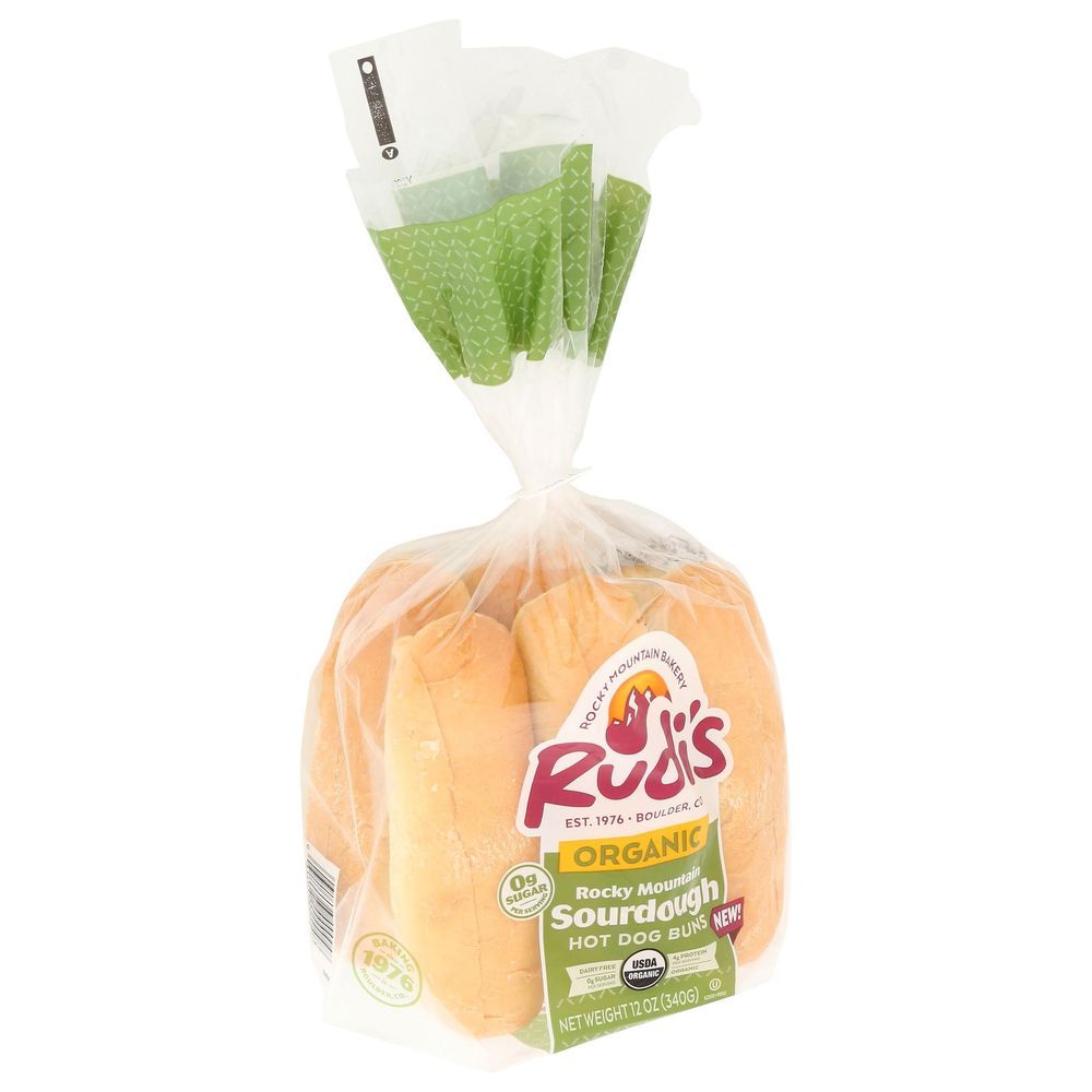 Rudis Rocky Mountain Bakery Organic Sourdough Hotdog Bun, 12 Ounce -- 8 Per Case