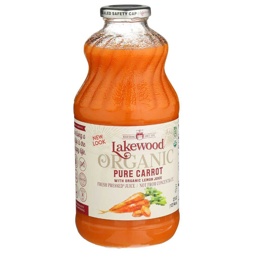 Lakewood Organic Pure Carrot With Lemon Juice, 32 Fluid Ounce -- 6 Per Case