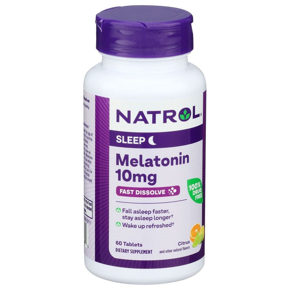 Natrol Maximum Strength Citrus 10mg Melatonin Sleep Fast Dissolve Tablets, 60 Count