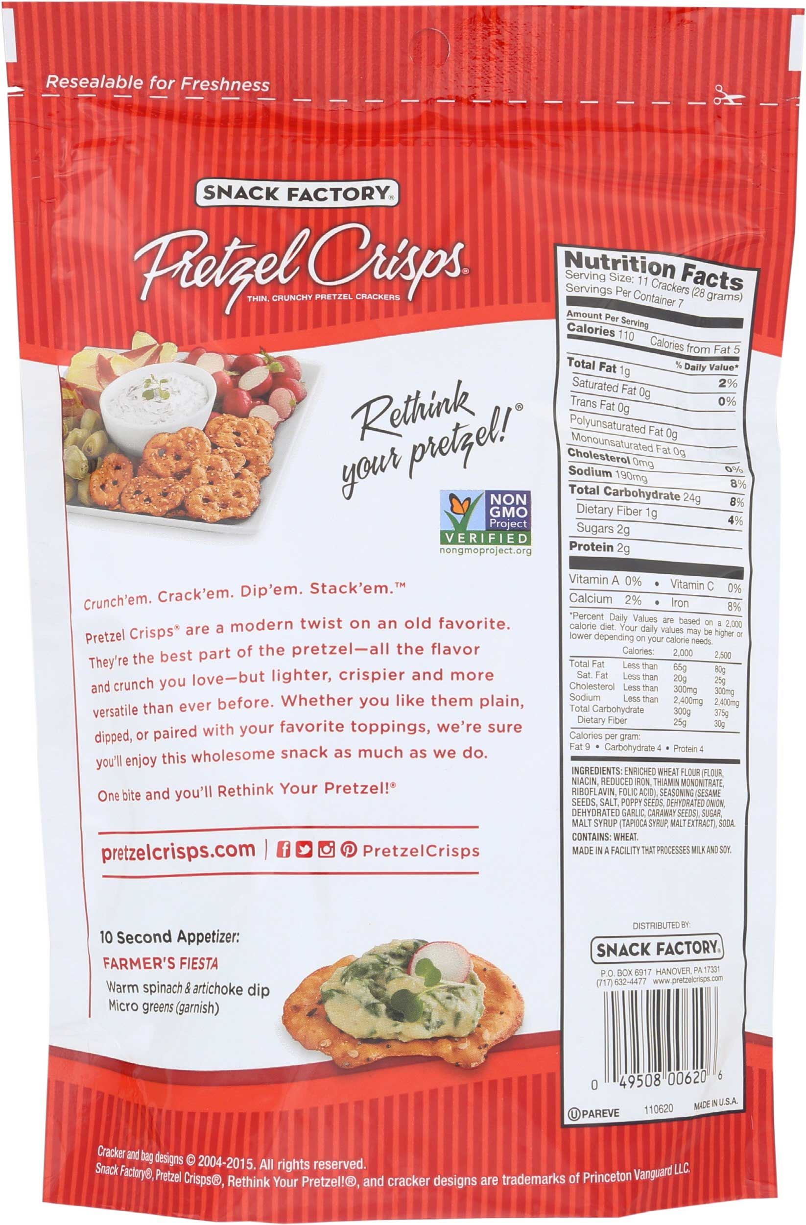 Snack Factory Everything Pretzel Crisps, 7.2 Ounce -- 12 Per Case