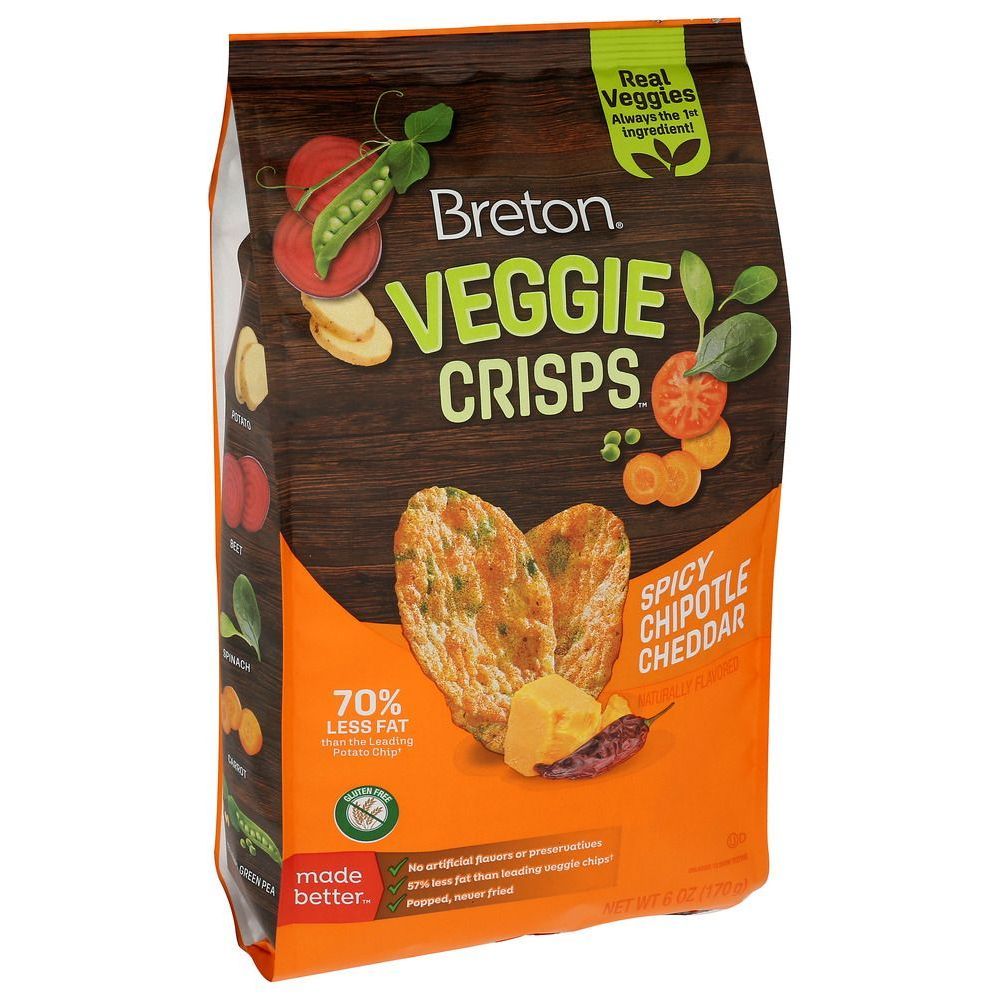 Dare Foods Breton Spicy Chipotle Cheddar Veggie Crisps, 6 Ounce -- 12 Per Case