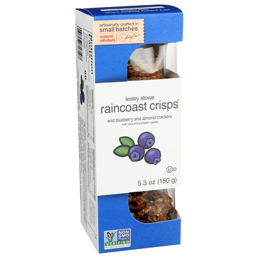 Lesley Stowe Raincoast Crisps Wild Blueberry And Almond Crackers, 5.3 Ounce -- 12 Per Case