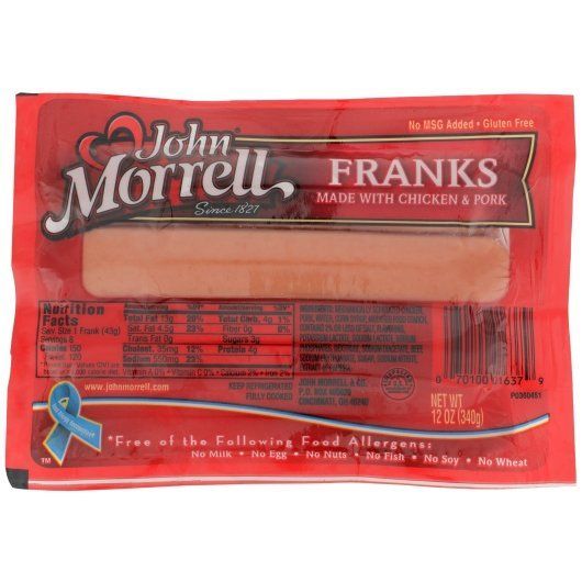 John Morrell Chicken And Pork Hot Dog, 12 Ounce -- 32 Per Case