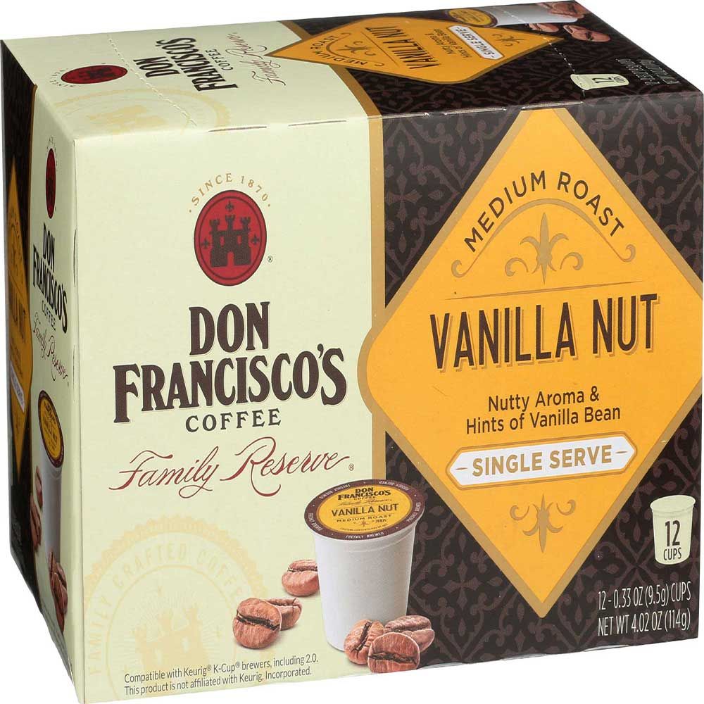 Don Francisco's Vanilla Nut Medium Roast Single Serve Coffee, 12 Count -- 6 Per Case