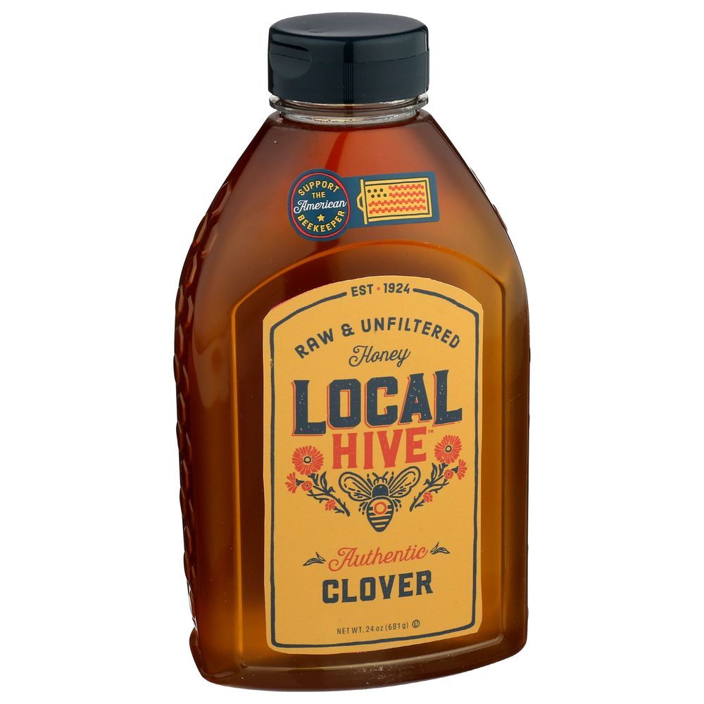 Local Hive 100 Percent Pure Raw And Unfiltered Clover Honey, 24 Ounce -- 6 Per Case