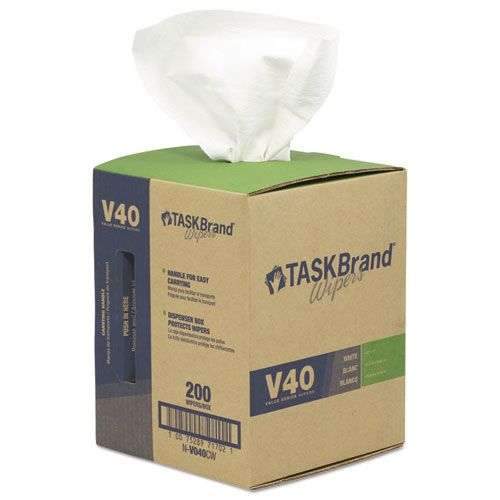 Taskbrand V40 Heavy Weight White 1-ply Unscented Drc Wiper, 200 Count