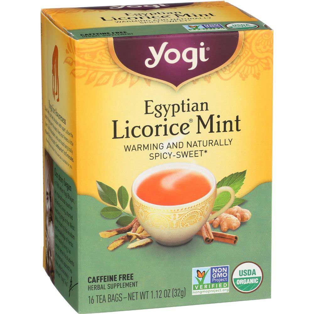 Yogi Organic Egyptian Licorice Mint Tea, 16 Tea Bags Count -- 6 Per Case