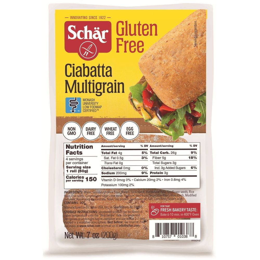 Schar Gluten Free Multigrain Ciabatta, 0.441 Pound -- 5 Per Case