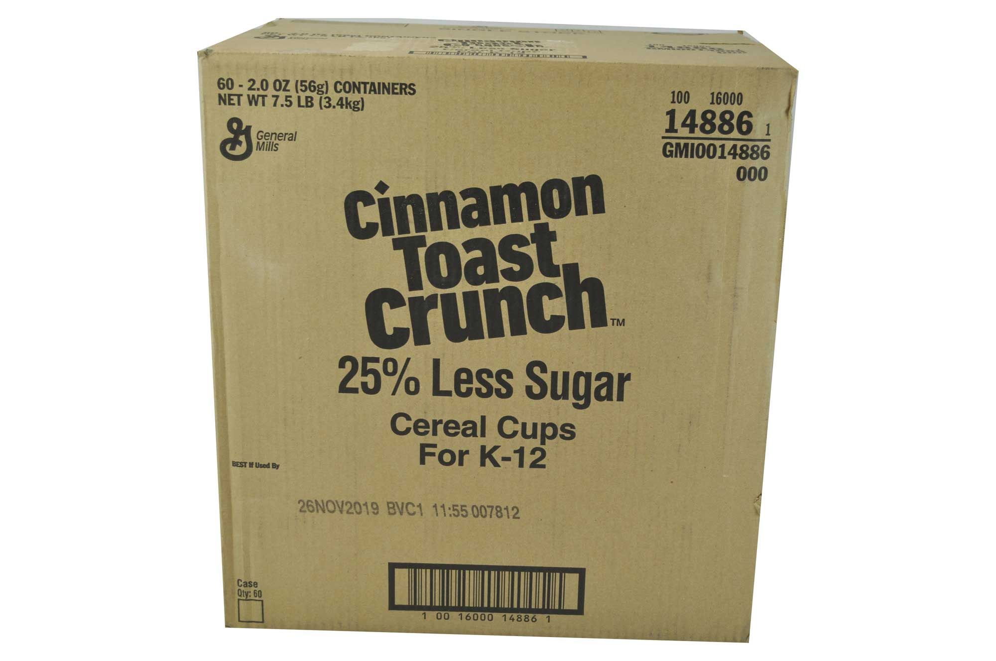 Cinnamon Toast Crunch 25 Percent Less Sugar Single Serve Cereal, 2 Ounce -- 60 Per Case