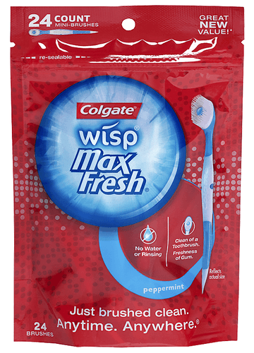 Colgate Wisp Max Portable Fresh Peppermint Mini Brush, 24 Count -- 4 Per Case
