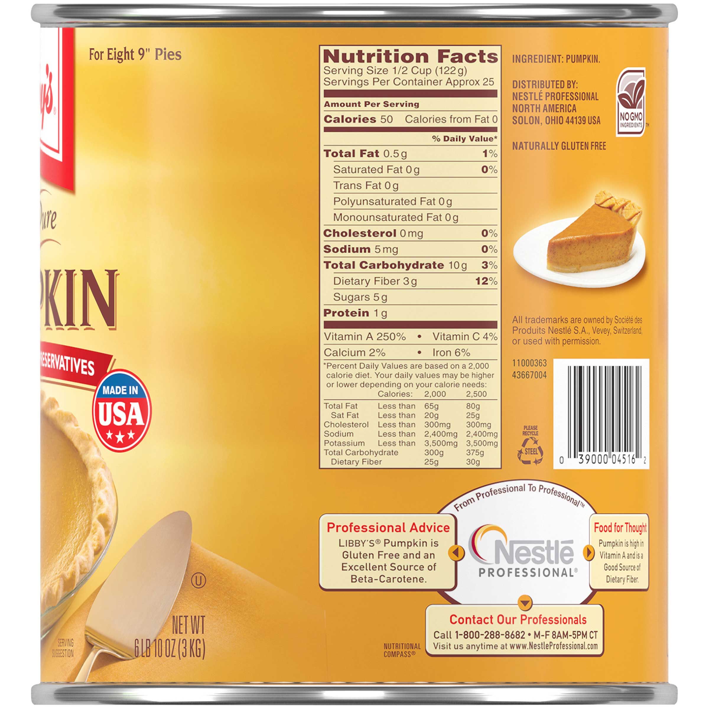 Libby's 100 Percent Pure Pumpkin, 6.62 Pound -- 6 Per Case