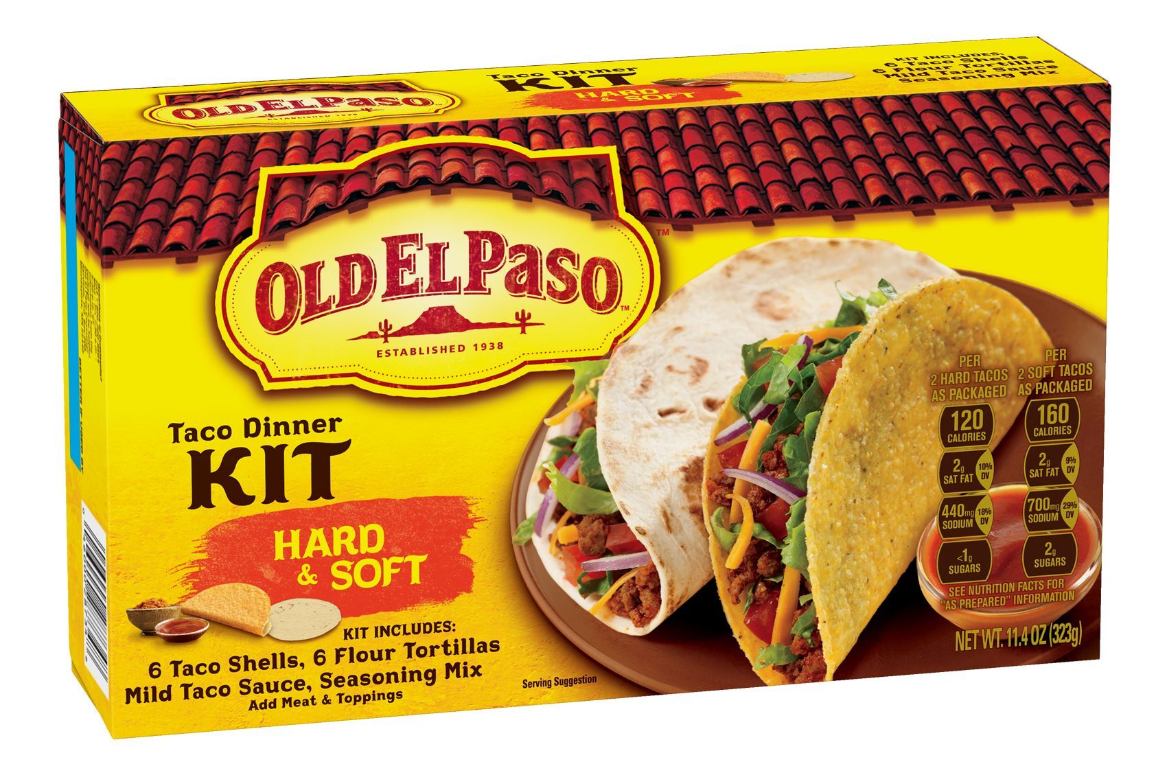Old El Paso Hard And Soft Taco Dinner Kit, 11.4 Ounce -- 12 Per Case