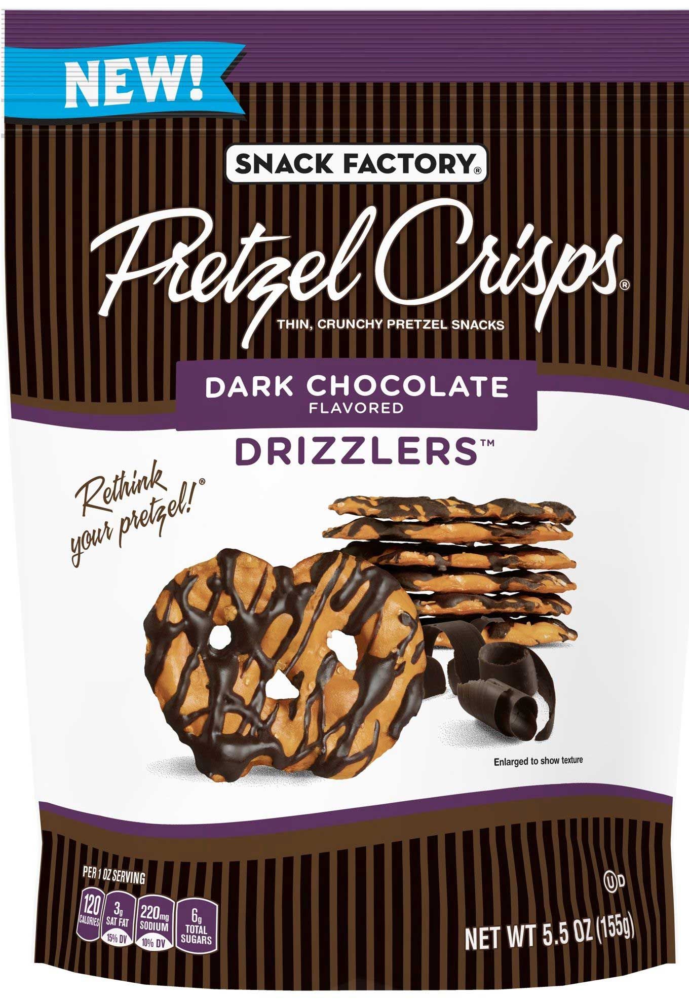 Pretzel Crisps Drizzlers Dark Chocolate Pretzel Snacks, 5.5 Ounce -- 12 Per Case