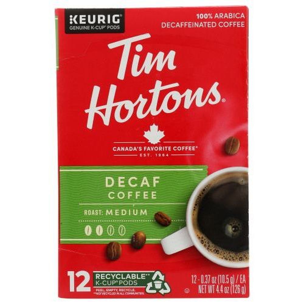 Tim Hortons Decaf Medium Roast Single-serve K-cup Coffee Pods, 4.44 Ounce -- 6 Per Case
