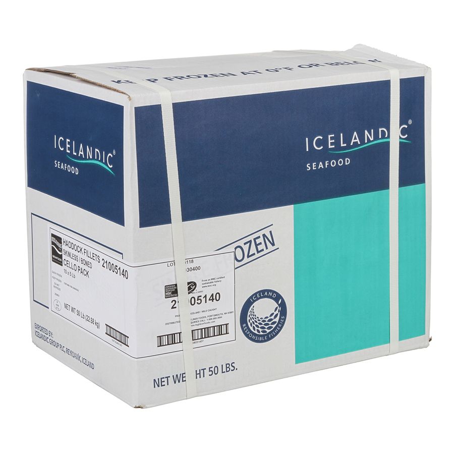 Icelandic Seafood Frounceen Skinless Boned Haddock Fillets Cello Pack, 5 Pound -- 10 Per Case