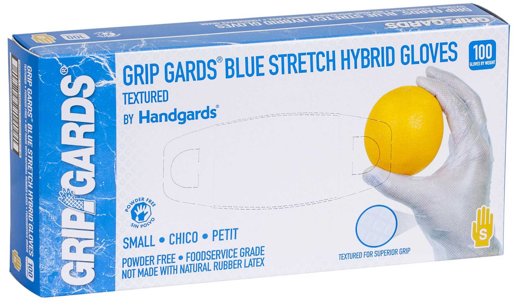 Grip Gards Blue Small Stretch Hybrid Gloves, 100 Count -- 10 Per Case