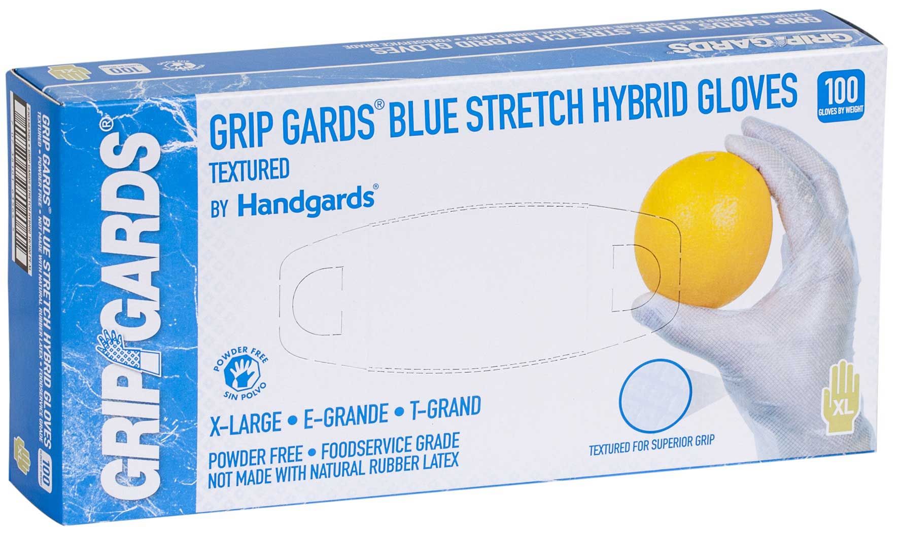 Grip Gards Blue Extra Large Stretch Hybrid Gloves, 100 Count -- 10 Per Case