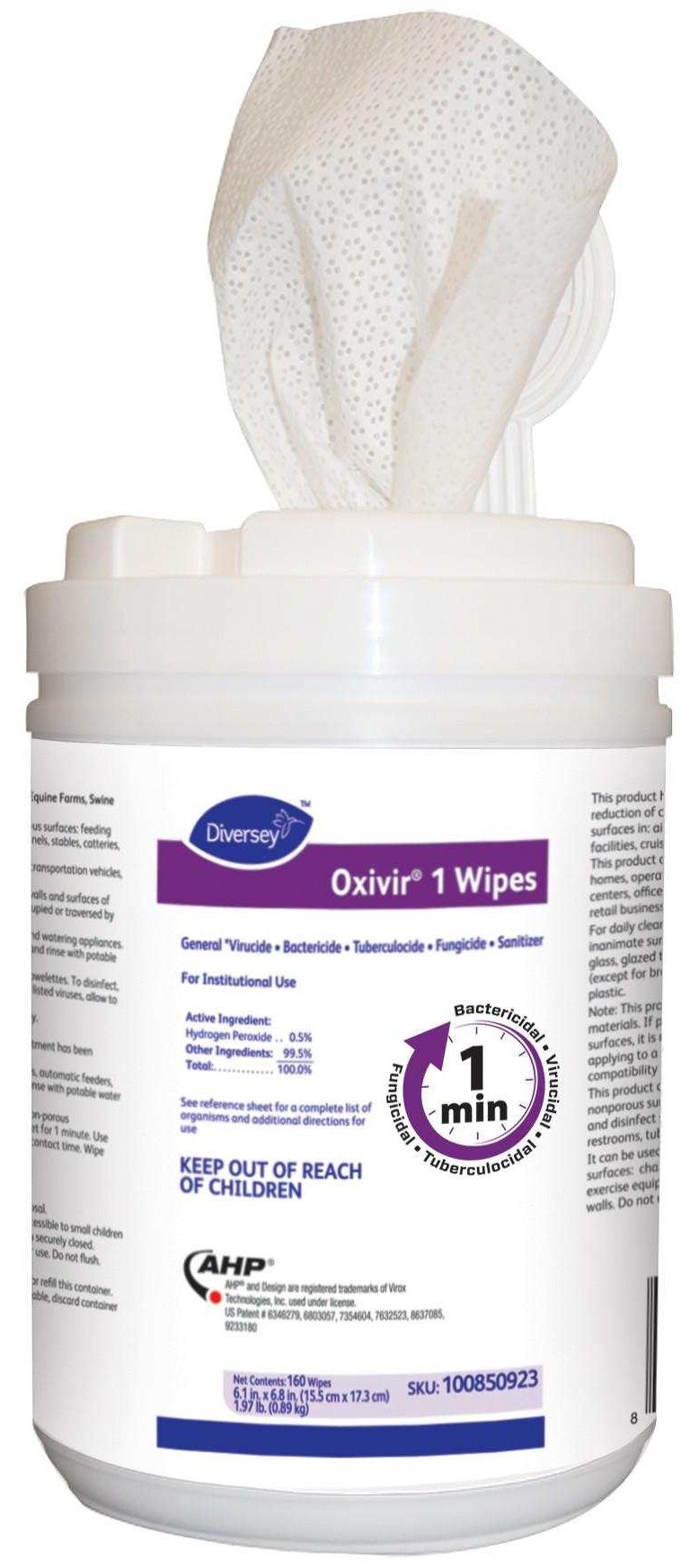 Oxivir 6 X 7 Inch Disinfectant Cleaner Wipes, 160 Count -- 12 Per Case