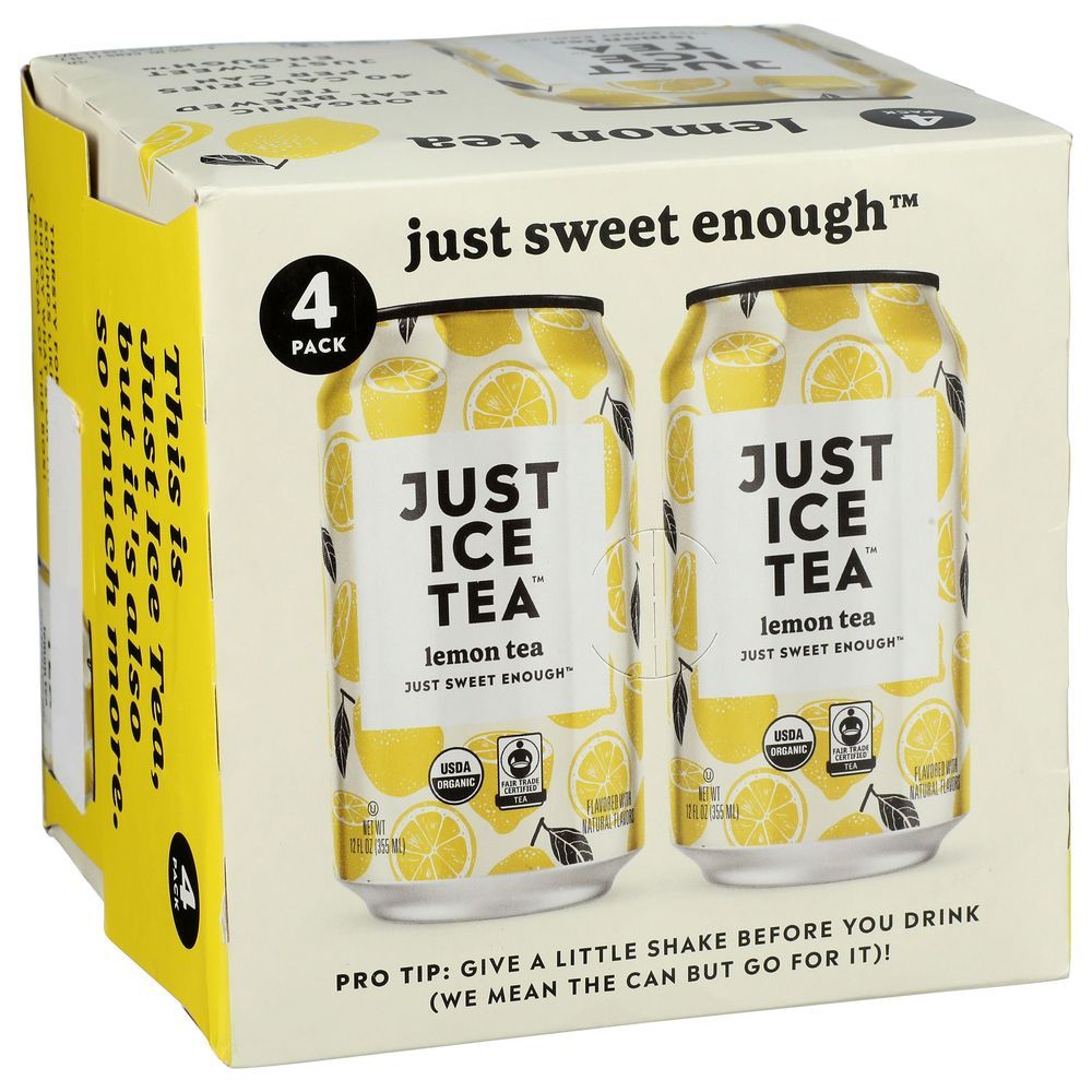 Just Ice Tea Organic Black Lemon Tea, 12 Fluid Ounce -- 24 Per Case