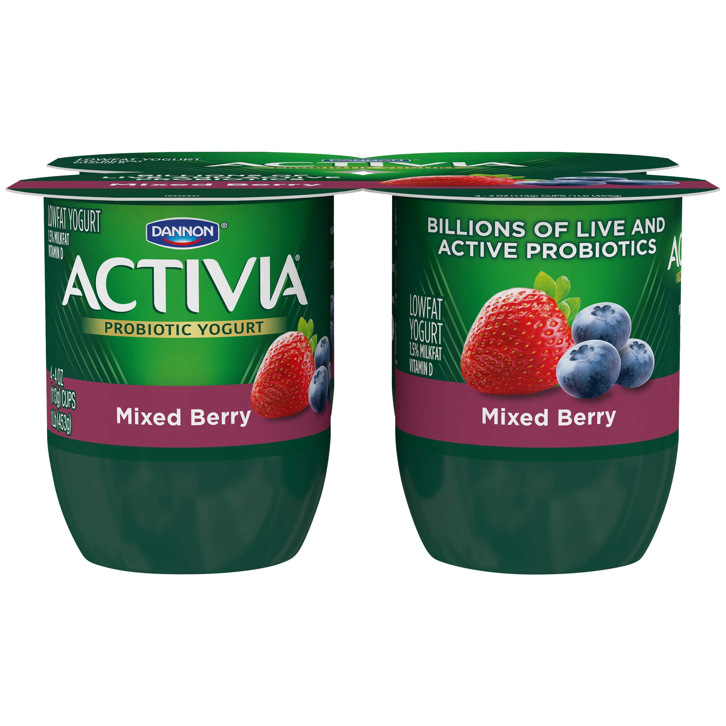 Activia Mixed Berry Probiotic Yogurt, 4 Ounce -- 24 Per Case