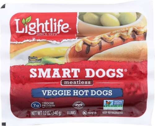 Lightlife Smart Dogs Meatless Veggie Hot Dog, 12 Ounce -- 12 Per Case