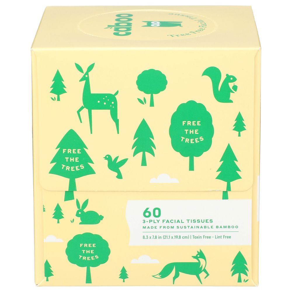 Caboo 3-ply Unscented Facial Tissue, 60 Count -- 12 Per Case