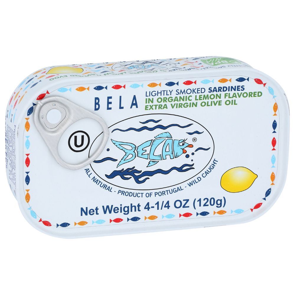 Bela Lightly Smoked Sardines In Organic Lemon Flavored Extra Virgin Olive Oil, 4.23 Ounce -- 12 Per Case