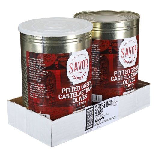 Savor Imports Castelvetrano Green Pitted Olives In Brine, 2.23 Kilogram -- 2 Per Case