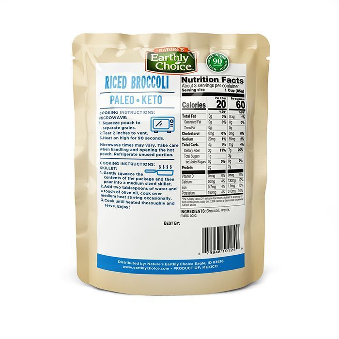 Nature's Earthly Choice Microwaveable Riced Broccoli, 8.5 Ounce -- 6 Per Case