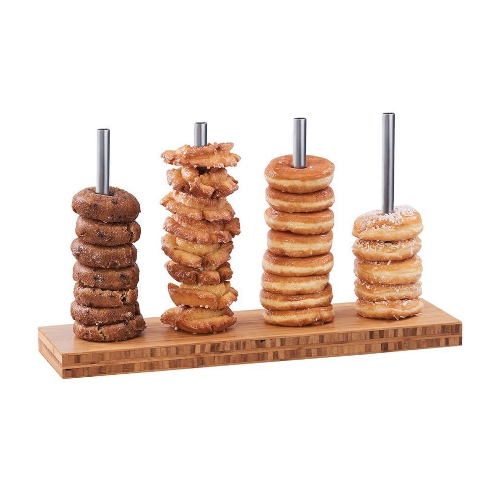 Cal-mil Bamboo 4 Rods Donut/bagel Display, 25 X 7 X 13 Inch