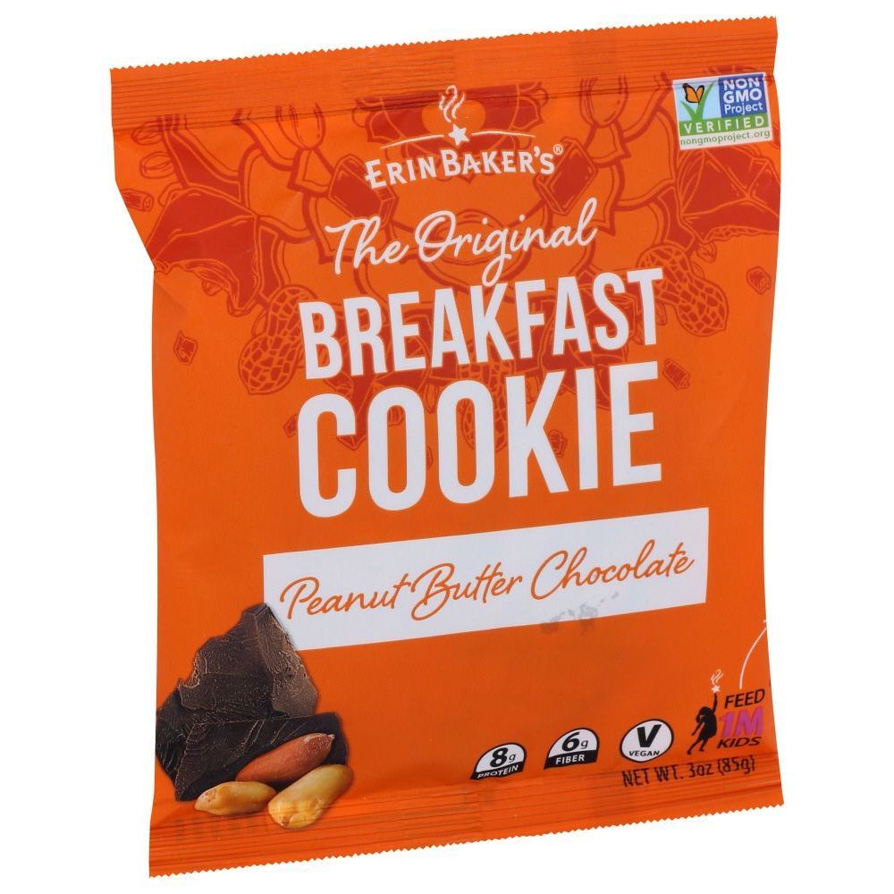 Erin Baker's Peanut Butter Chocolate Breakfast Cookie, 3 Ounce -- 12 Per Case