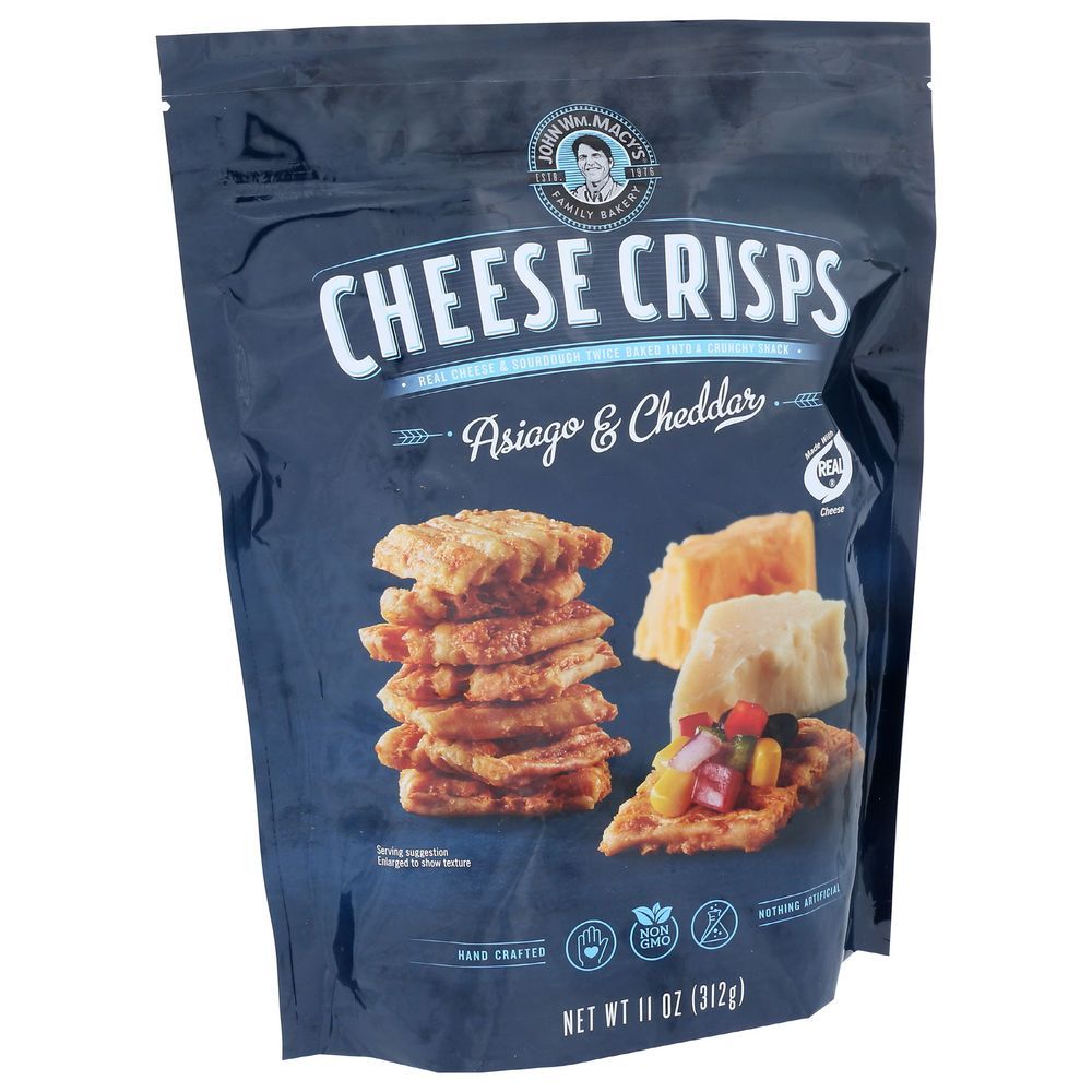 John Wm. Macy's Asiago Cheddar Cheese Crisps, 11 Ounce -- 12 Per Case