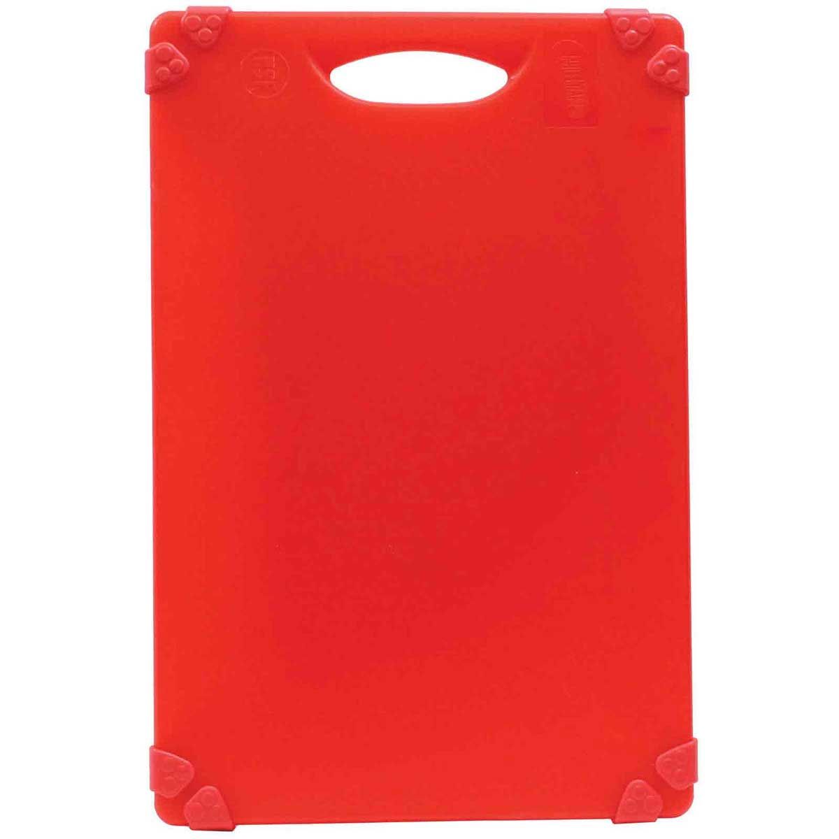 Tablecraft Grippy Polypropylene Red Color Coded Cutting Board With Tpe Grips, 24 X 18 X 0.625 Inch