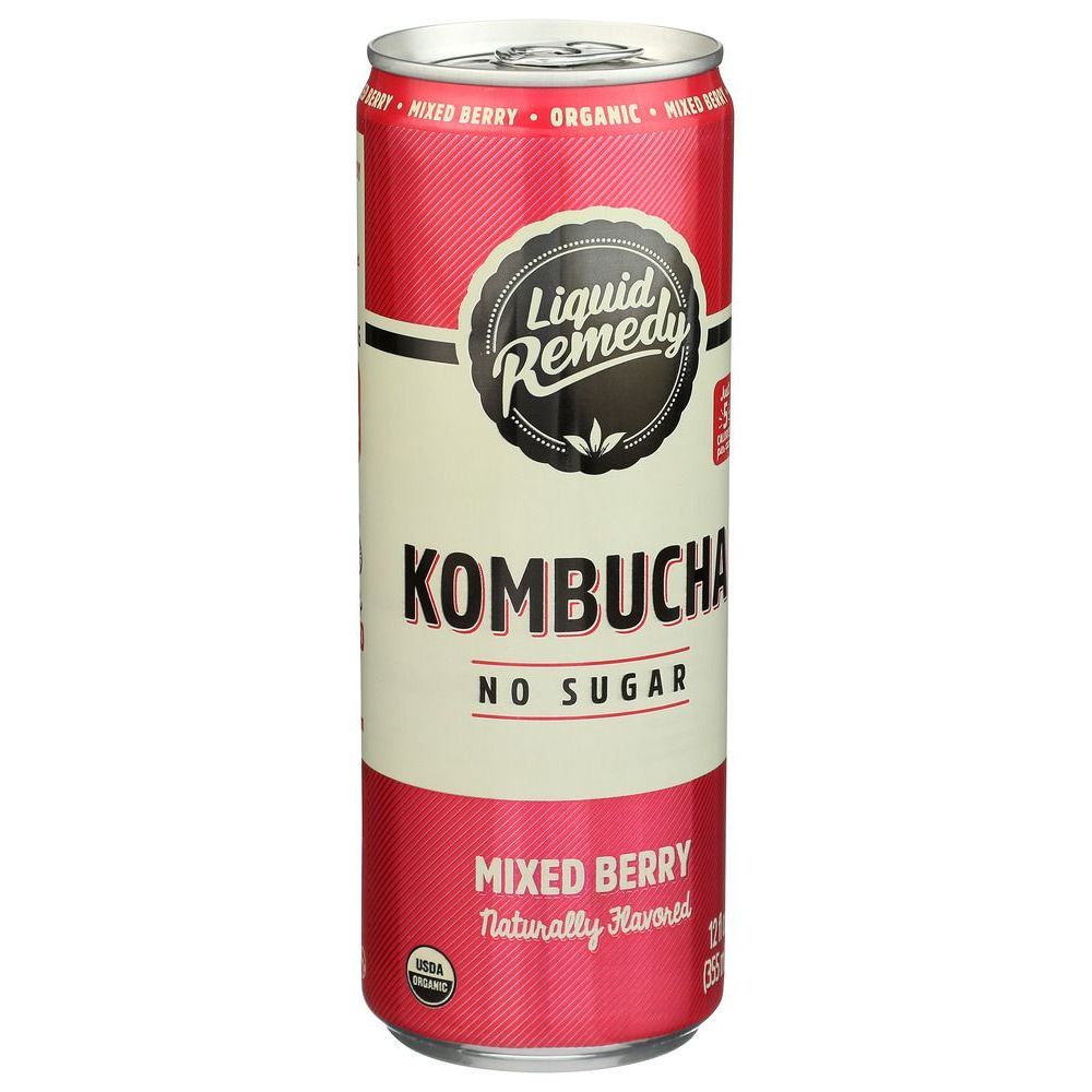 Liquid Remedy Organic Sugar Free Mixed Berry Kombucha, 12 Fluid Ounce -- 12 Per Case