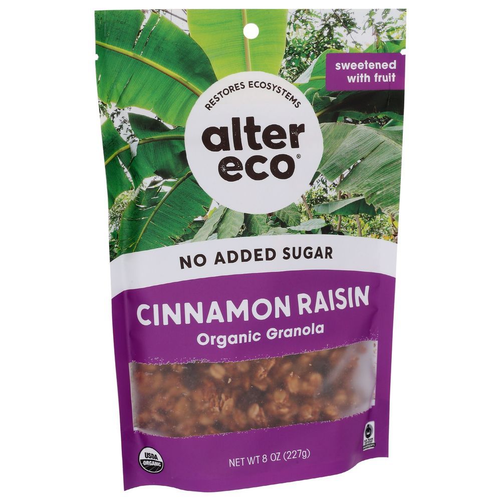 Alter Eco Organic No Added Sugar Cinnamon Raisin Granola, 8 Ounce -- 6 Per Case