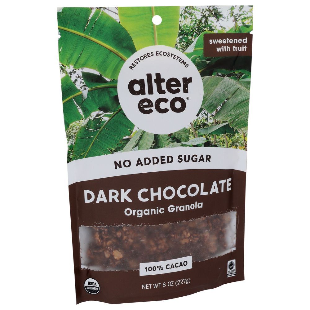 Alter Eco Organic No Added Sugar Dark Chocolate Granola, 8 Ounce -- 6 Per Case