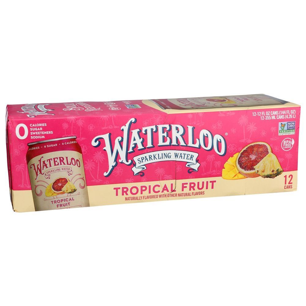 Waterloo Tropical Fruit Sparkling Water, 144 Fluid Ounce -- 2 Per Case