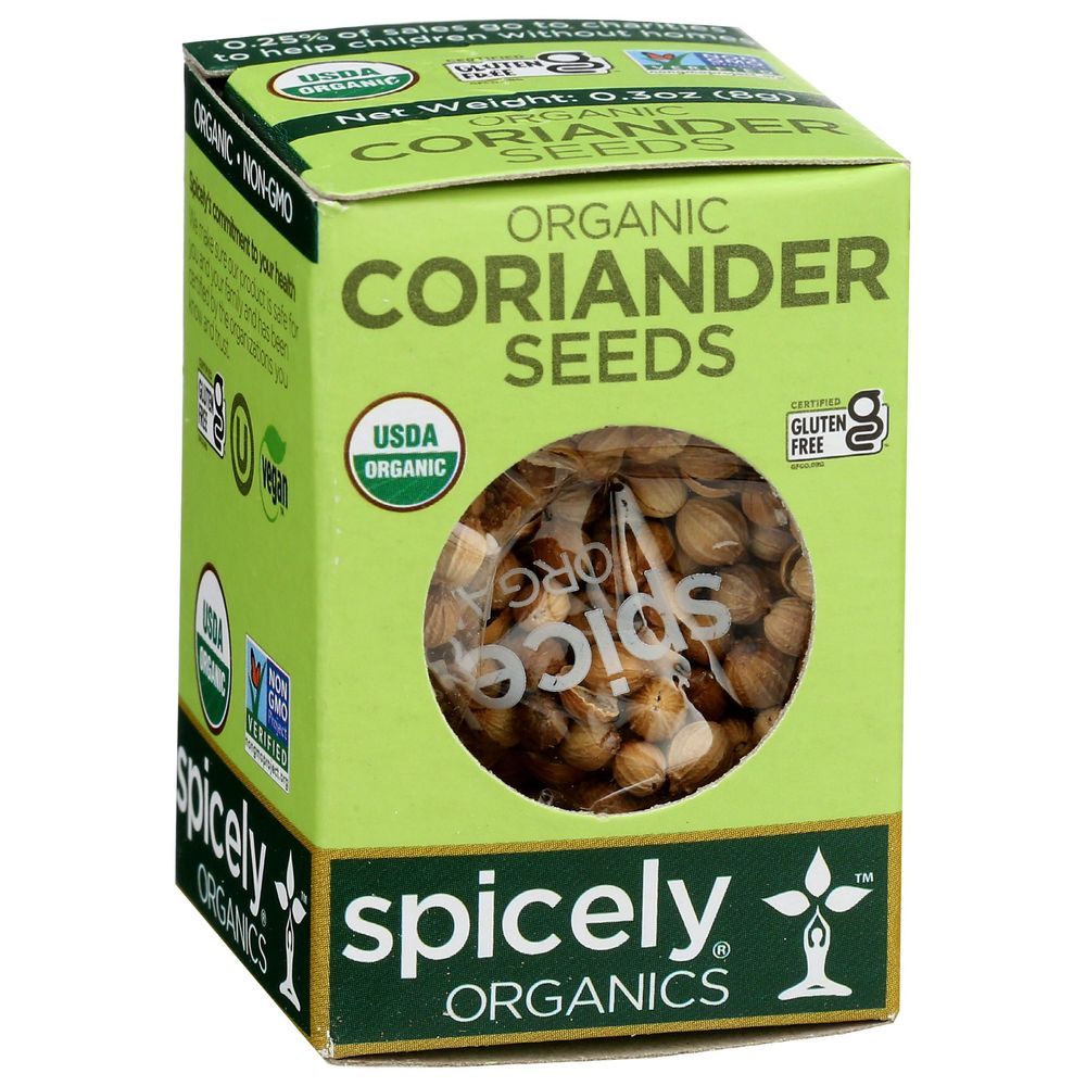 Spicely Organics Coriander Seeds, 0.3 Ounce Box -- 6 Per Case