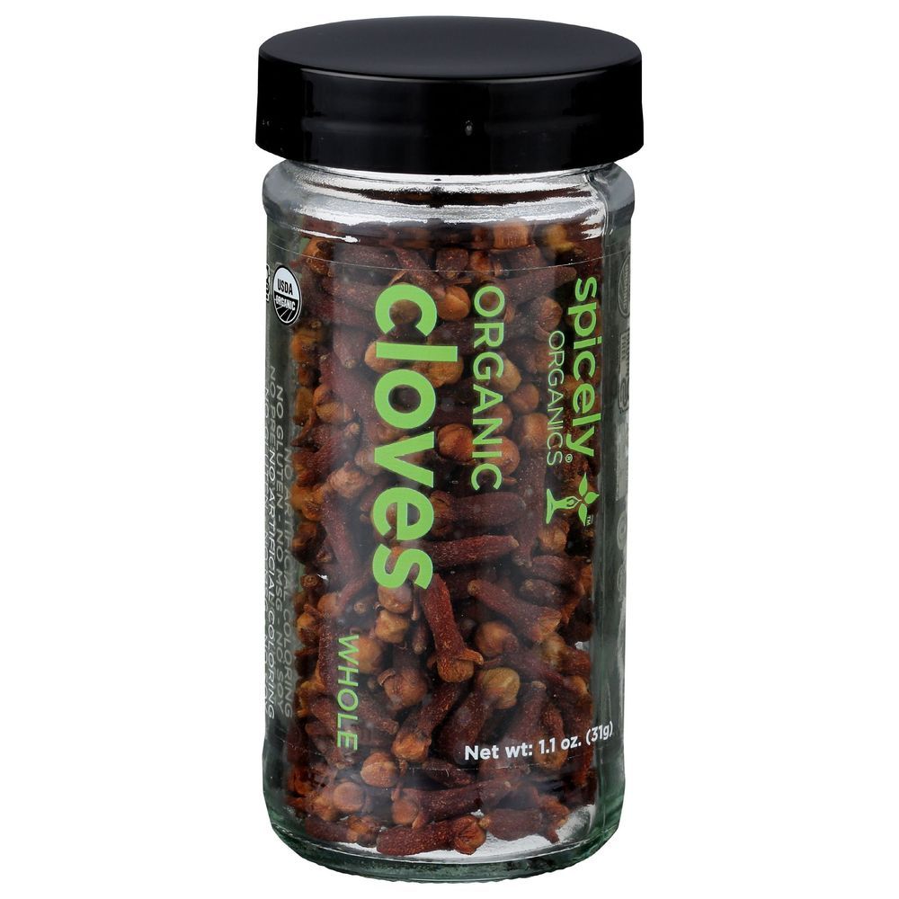 Spicely Organics Whole Clove, 1.1 Ounce Glass Jar -- 3 Per Case