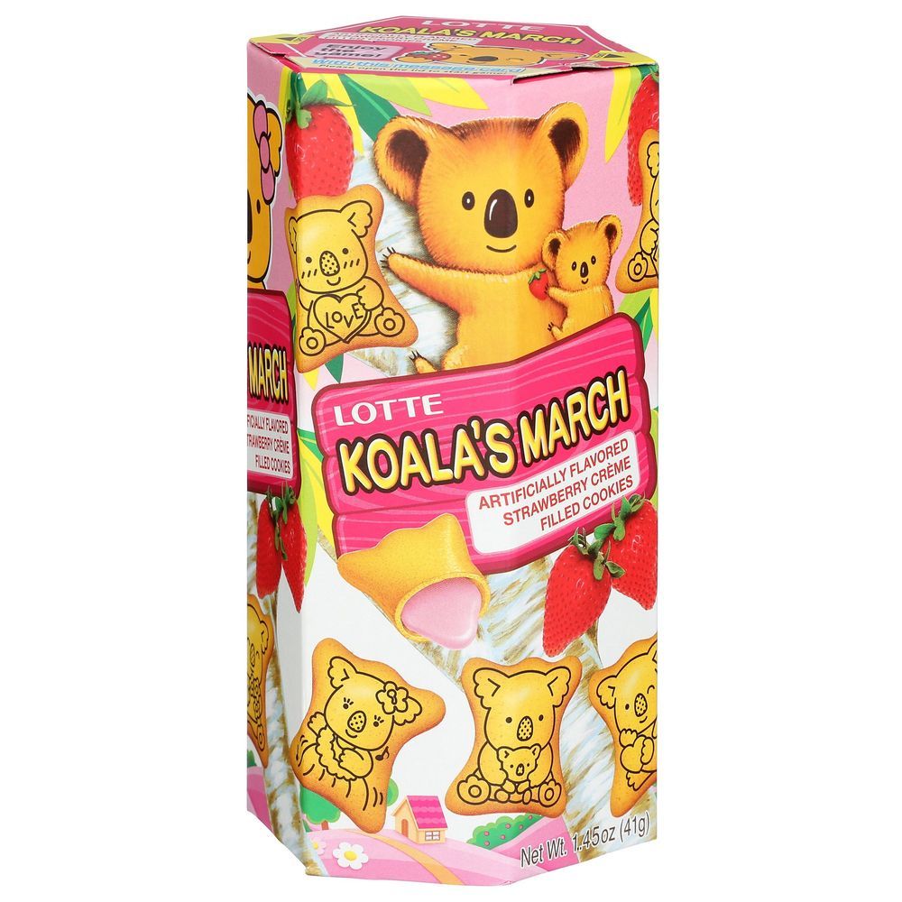 Lotte Koalas March Strawberry Crème Filled Cookies, 1.45 Ounce -- 6 Per Case