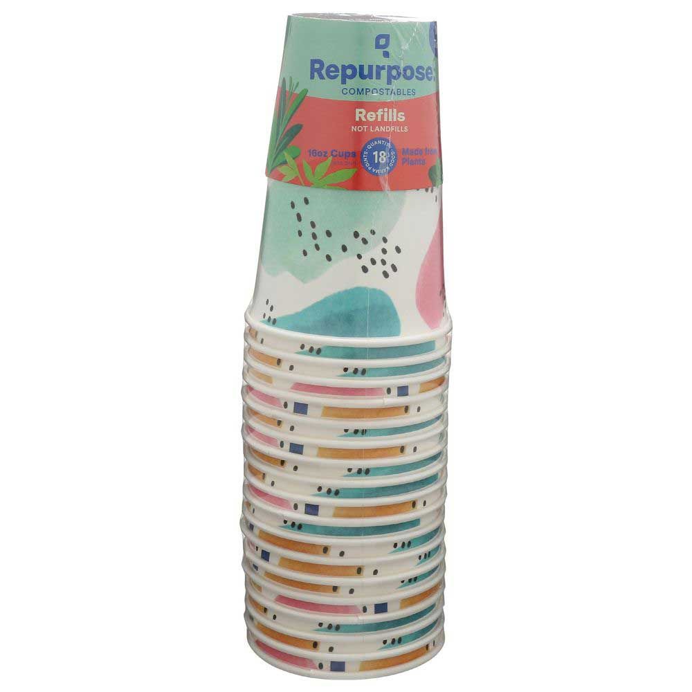 Repurpose Compostable Cup, 16 Ounce, 18 Count -- 12 Per Case