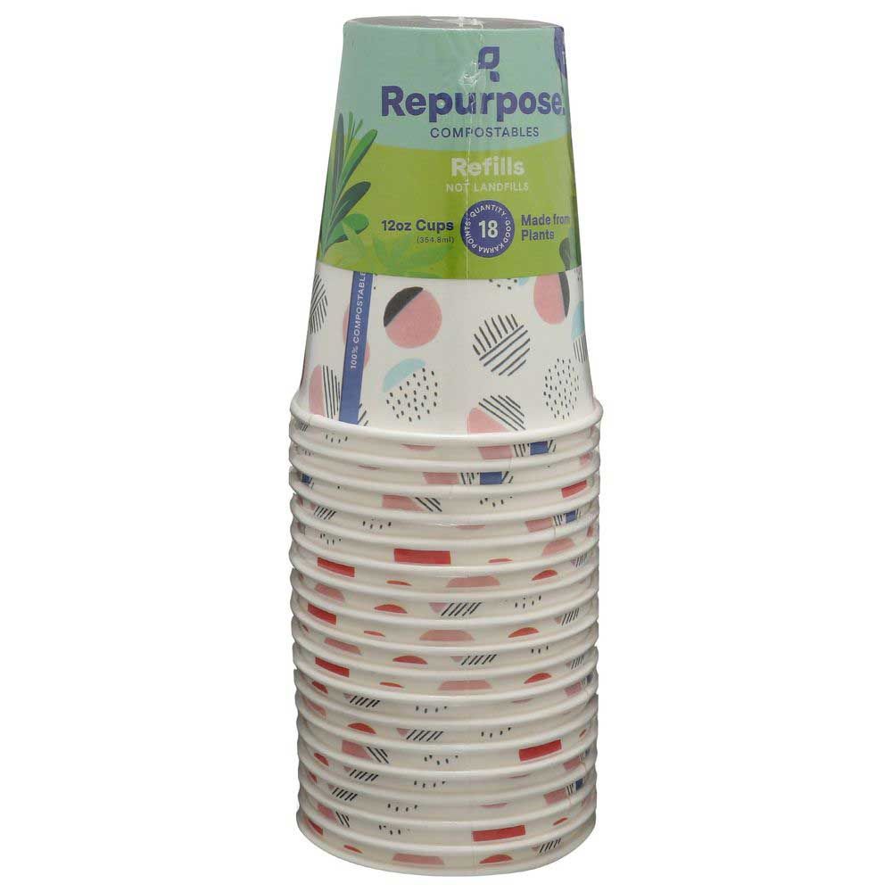 Repurpose Compostable Cup, 12 Ounce, 18 Count -- 12 Per Case