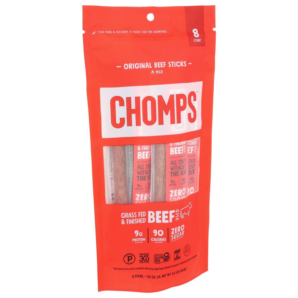 Chomps Original Mild Beef Jerky Sticks, 1.15 Ounce -- 64 Per Case