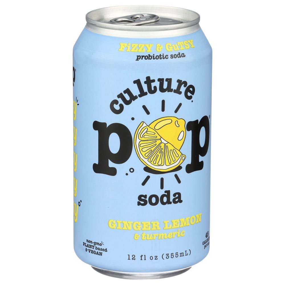 Culture Pop Ginger Lemon And Turmeric Probiotic Soda, 12 Fluid Ounce -- 12 Per Case