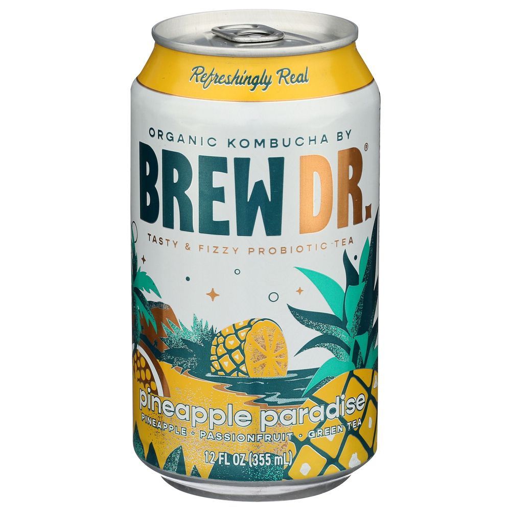 Brew Dr Organic Pineapple Paradise Kombucha, 12 Fluid Ounce -- 24 Per Case