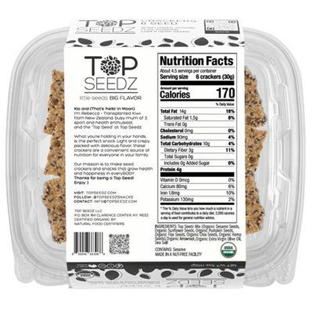 Top Seedz Organic 6 Seed Crackers, 5 Ounce -- 12 Per Case